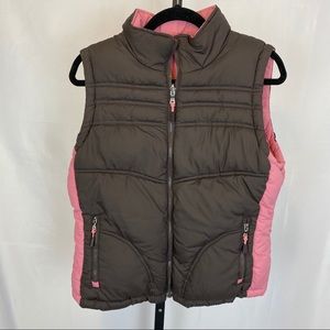 Big Chill Pink & Brown Reversible Puffer Vest, Lrg